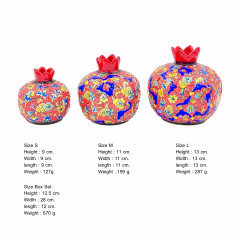 Seramik Tezhip Sanatı ile  yapılmış Nar 3 Lü set