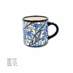 Seramik Tezhip Sanatı ile yapılmış Bardak Mavi