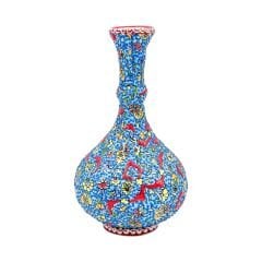 Seramik Tezhip Sanatı ile yapılmış Vazo Mavi 2