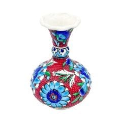 Seramik Tezhip Sanatı ile Yapılmış Vazo Mavi 3