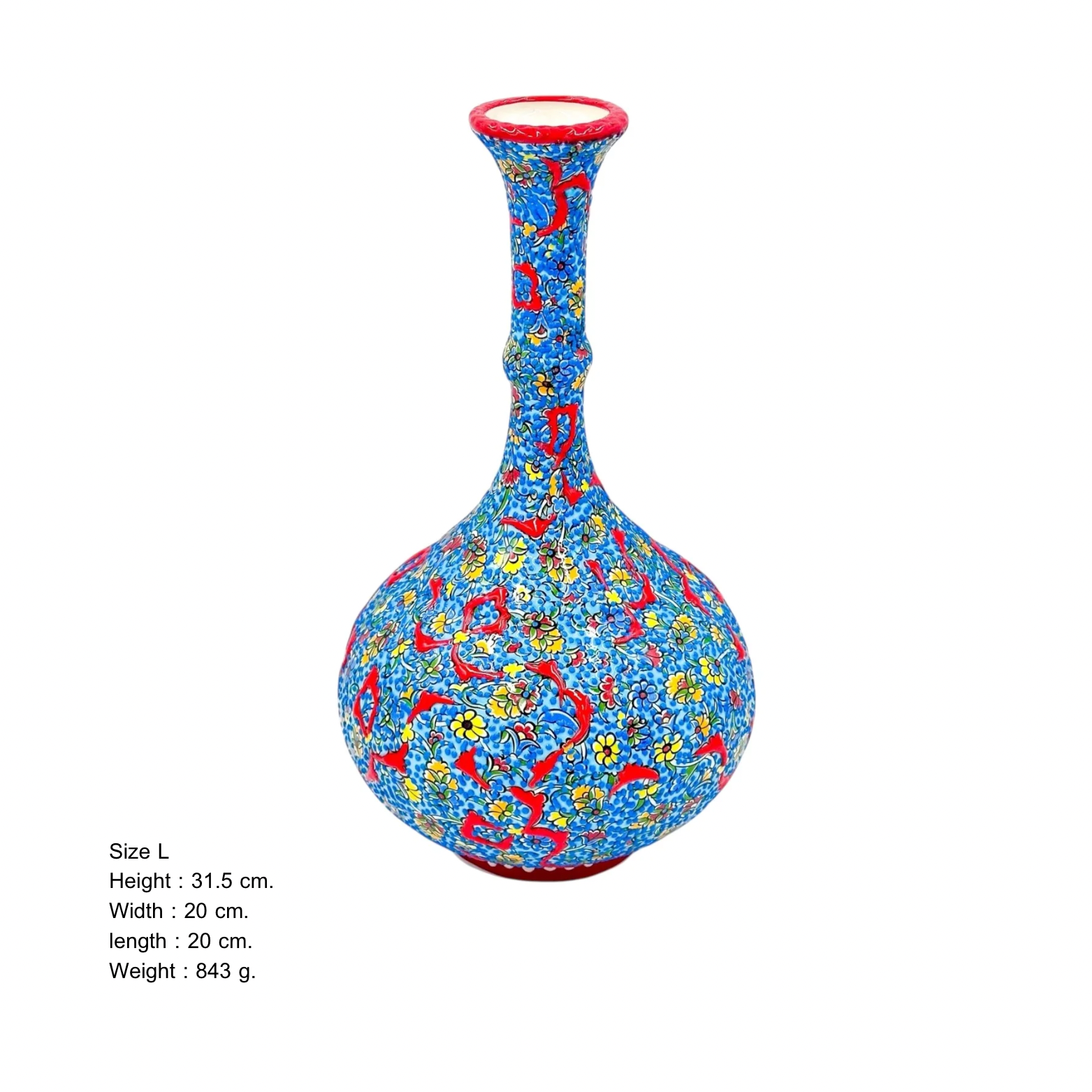 30cm Kutahya Modeli Tezhipli Sumbul Vazo