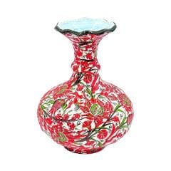 Seramik Tezhip Sanatı ile yapılmış Vazo Kırmızı 2
