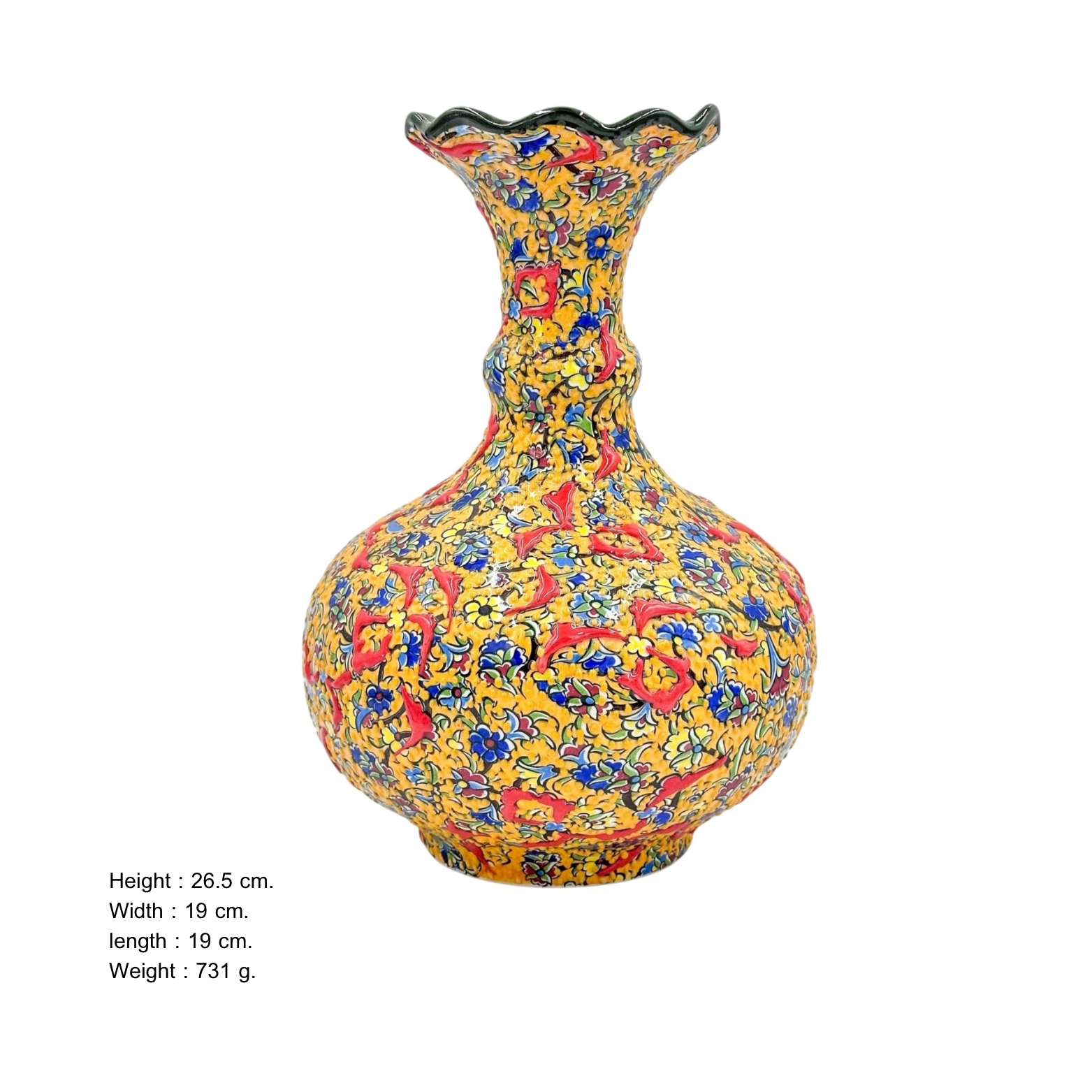 27cm Kutahya Modeli Tezhipli Tombul Vazo