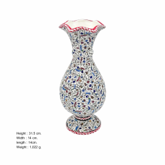 30cm Kutahya Modeli Sarmasik Desenli Tezhipli Vazo