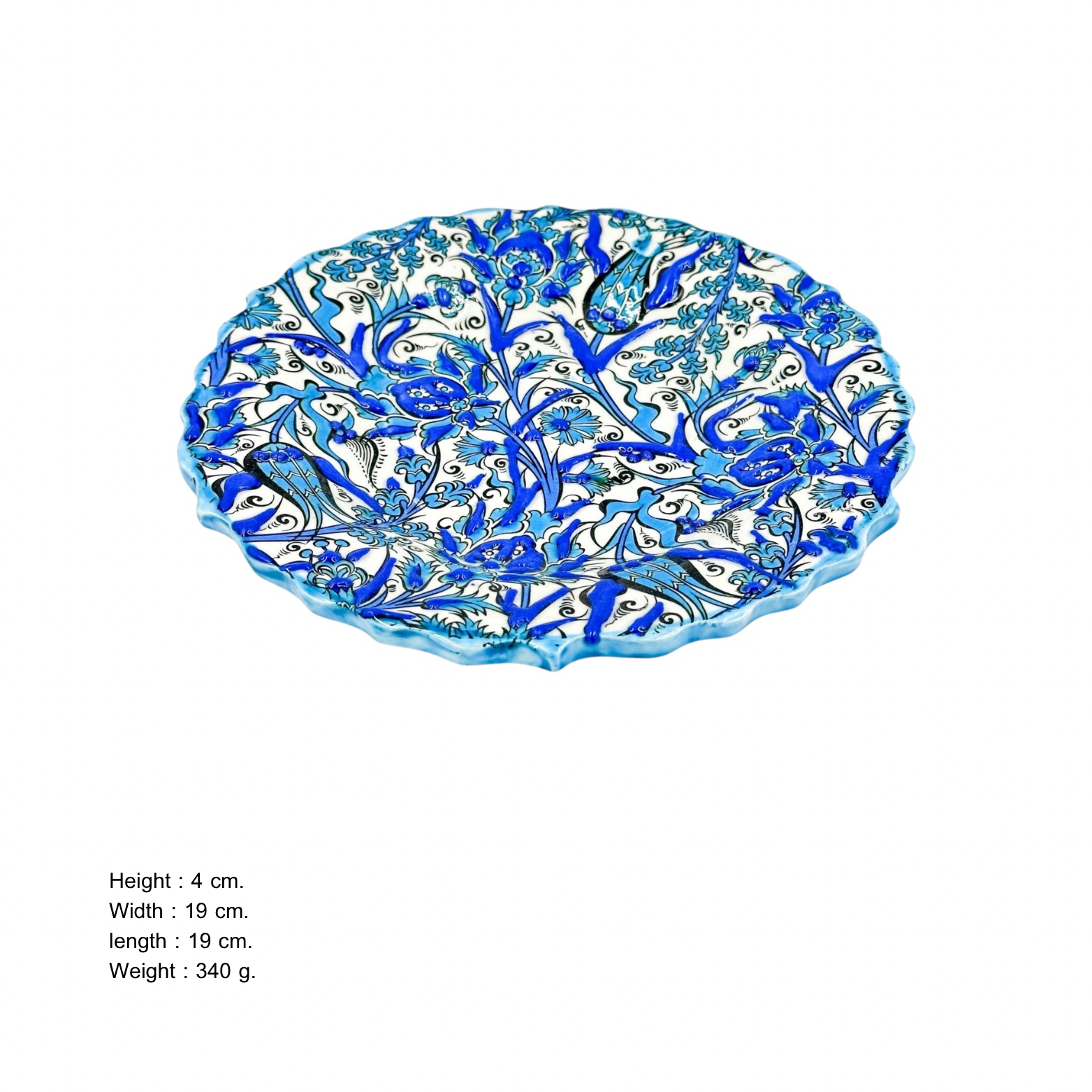 30cm Samur Deseni Tezhipli Tabak - Klasik Mavi ( ornek aciklamali)