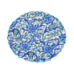 Seramik Tezhip Sanatı ile yapılmış  Tabak Mavi 3