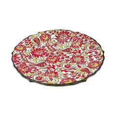 Seramik Tezhip  Sanatı ile yapılmış  Tabak Bordo