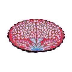 Seramik Tezhip Sanatı ile yapılmış Tabak Kiremit Rengi