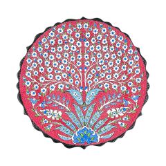 Seramik Tezhip Sanatı ile yapılmış Tabak Kiremit Rengi