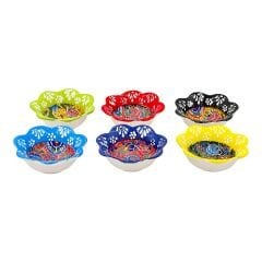 Seramik Tezhip Sanatı ile yapılmış 6 Lı  Çay Tabağı