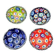 Aeramik Tezhip Sanatı ile yapılmış 4 lü Nazar boncuğu desenli tabak