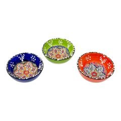 3'li Kabartma Desenli Kase (El Yapımı)