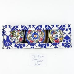 Seramik Tezhip sanatı ile yapılmış 3 lü Samur kase