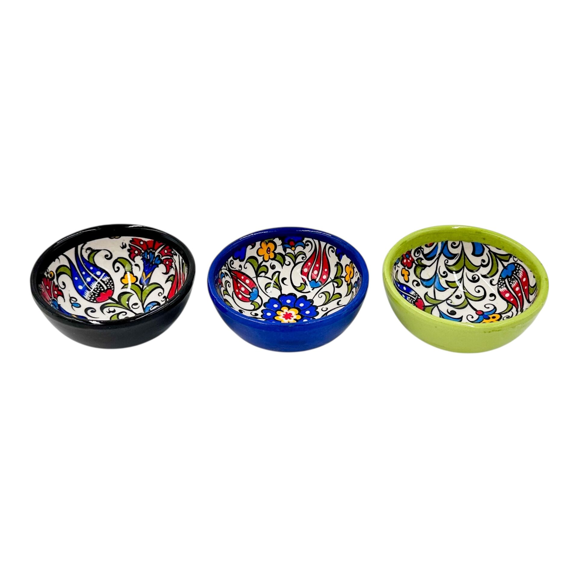 Seramik Tezhip sanatı ile yapılmış 3 lü Samur kase