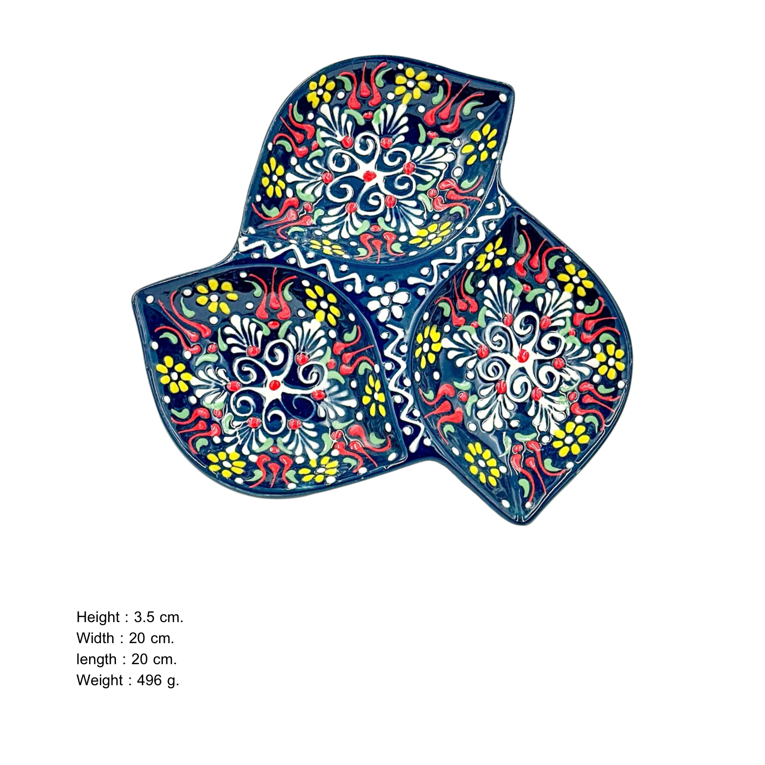 Seramik Tezhip sanatı ile yapılmış  3 lü  Çerezlik