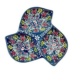 Seramik Tezhip sanatı ile yapılmış  3 lü  Çerezlik