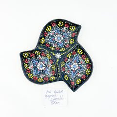 3'lü Yaprak Dantel Seramik Çerezlik - Siyah