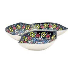 3'lü Yaprak Dantel Seramik Çerezlik - Siyah