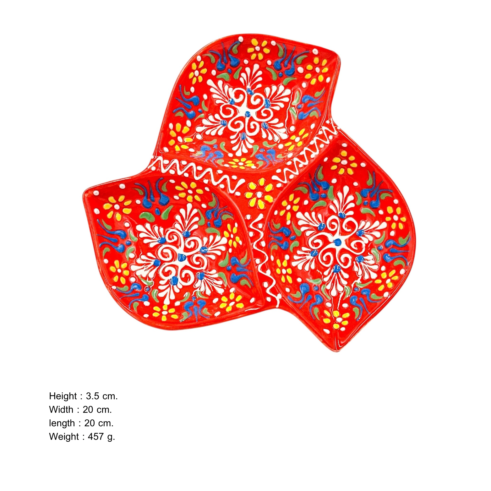 Seramik Tezhip Sanatı ile yapılmış 3 lü Çerezlik Turuncu