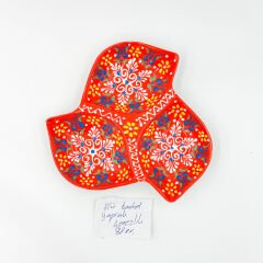 Seramik Tezhip Sanatı ile yapılmış 3 lü Çerezlik Turuncu