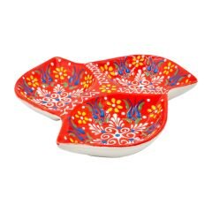 Seramik Tezhip Sanatı ile yapılmış 3 lü Çerezlik Turuncu