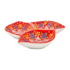 3'lü Yaprak Dantel Seramik Çerezlik - Turuncu