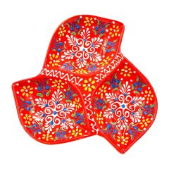 3'lü Yaprak Dantel Seramik Çerezlik - Turuncu