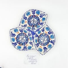 Seramik Tezhip Sanatı ile yapılmış 3 lü  Nazar boncuklu Çerezlik