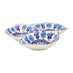 Seramik Tezhip Sanatı ile yapılmış 3 lü  Nazar boncuklu Çerezlik