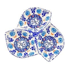 Seramik Tezhip Sanatı ile yapılmış 3 lü  Nazar boncuklu Çerezlik