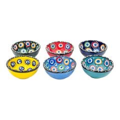 Seramik Nazar Desenli El Yapımı 6 Lı Kase