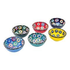 Seramik Nazar Desenli El Yapımı 6 Lı Kase