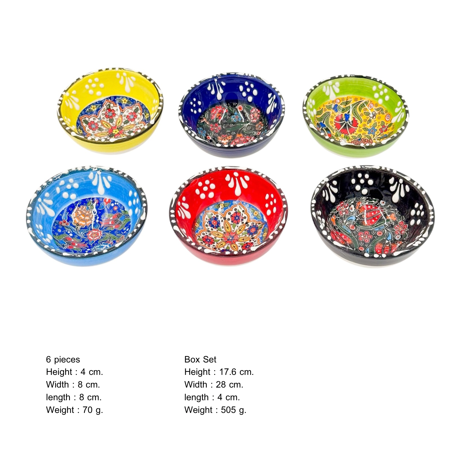 Seramik Tezhip Sanatı ile yapılmış Tabak Seti 6 lı