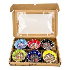 Seramik Tezhip Sanatı ile yapılmış Tabak Seti 6 lı